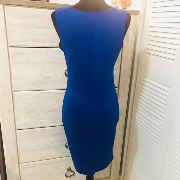 Royal Blue Front-Zip Body Con Dress - Picture 4 of 8